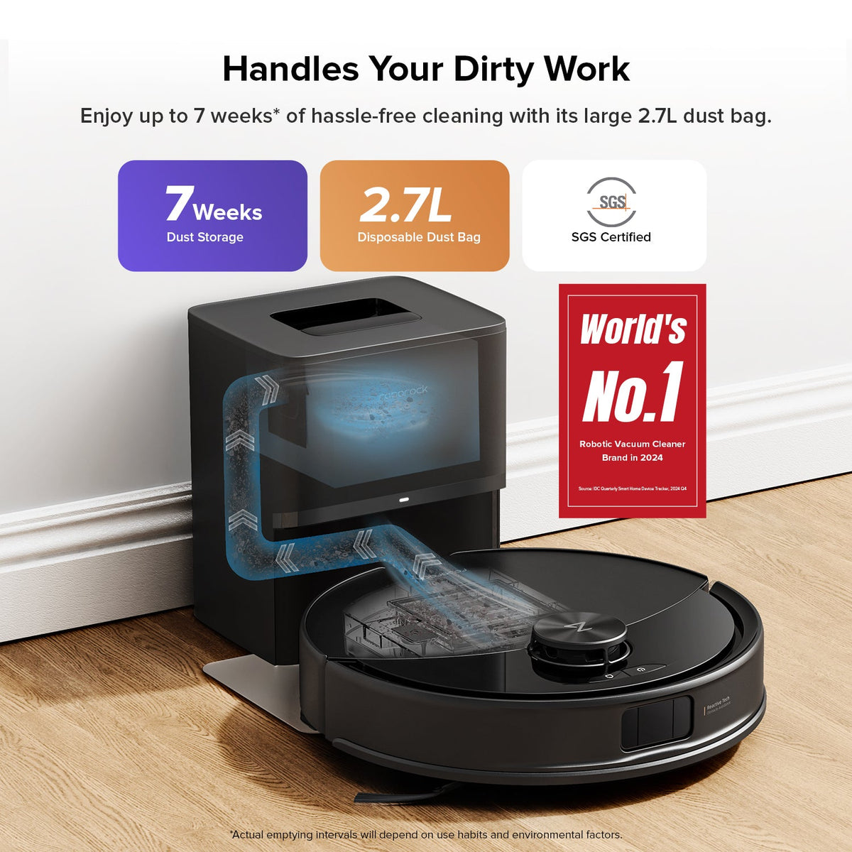 Roborock Q10 S5+ black robot vacuum front view